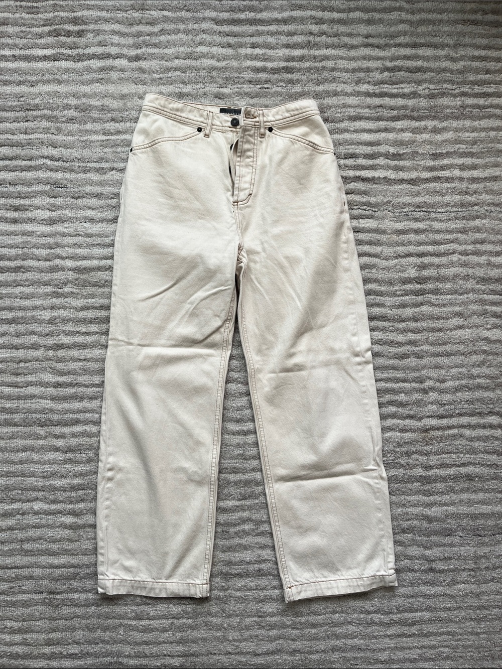 Topshop High-Rise Straight Leg Jeans - Off-White/Cream